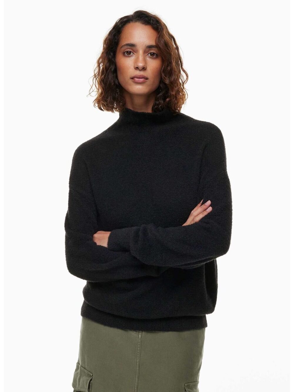 Aritzia Wilfred Free black Hush Knit Turtleneck chenille fuzzy soft mockneck